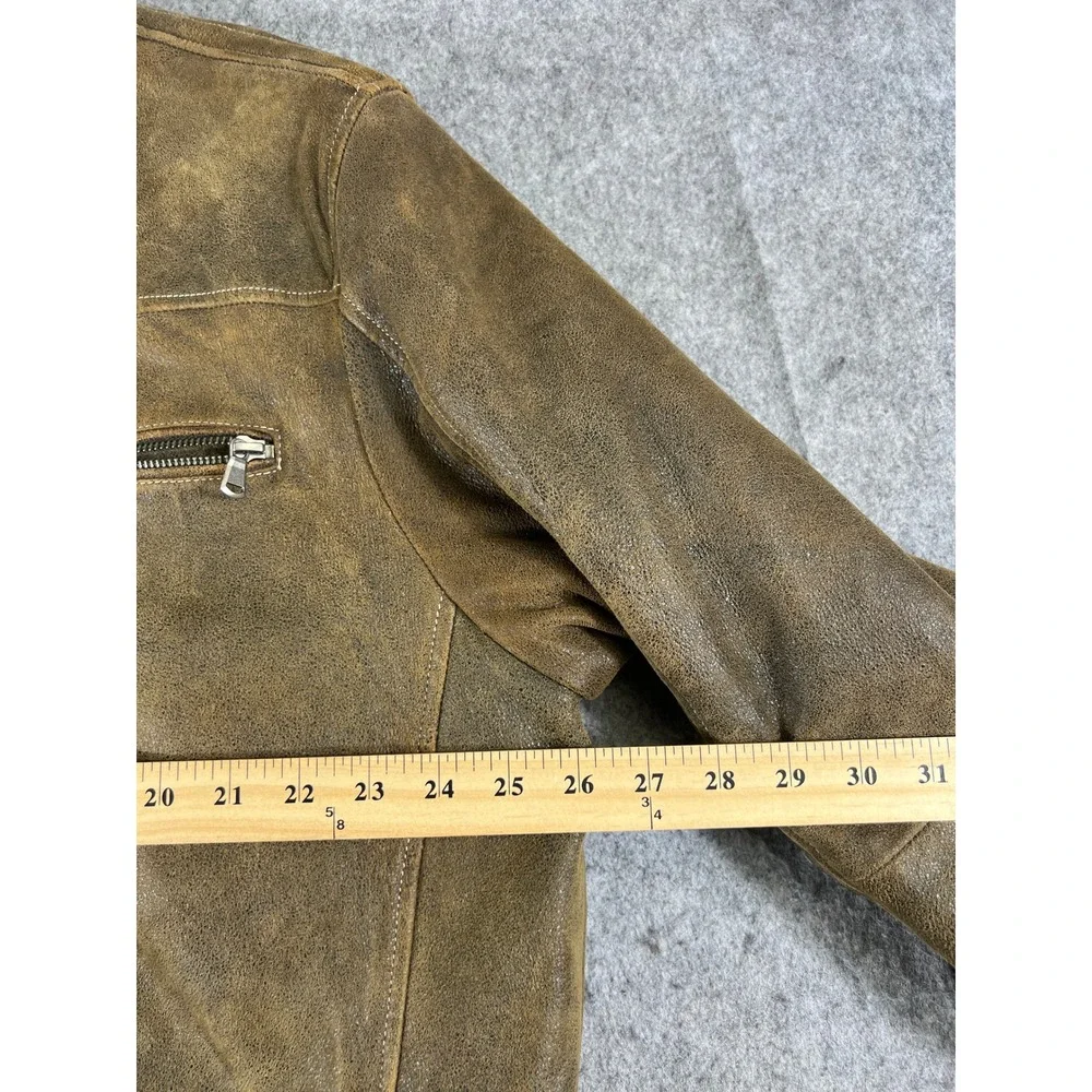 Overland Memphis Moto Leather Jacket Mens 2XL Brown La Marque Quilted Full Zip